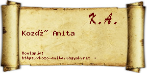 Kozó Anita névjegykártya